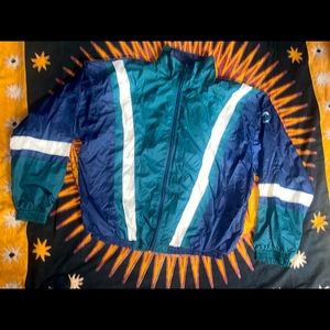 Vintage Generra Sport Windbreaker Green Blue Abstract Size L